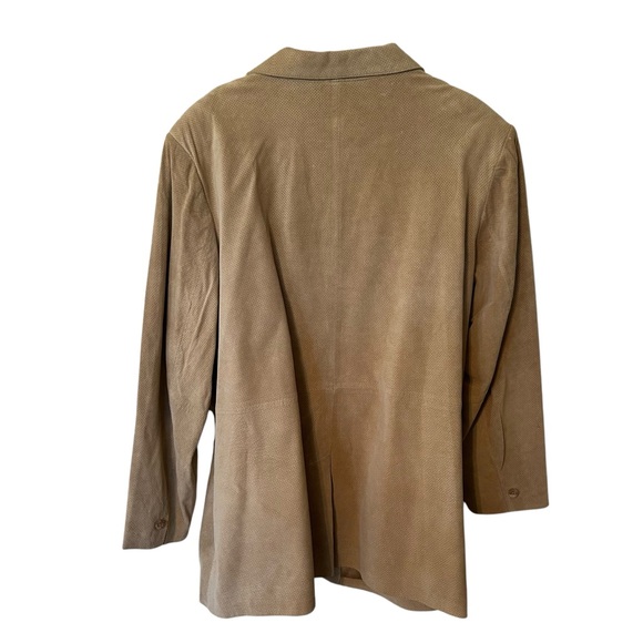 Denim & Co Vintage Tan Leatherher Perforated Button Front Jacket Womens 2X - Picture 5 of 5